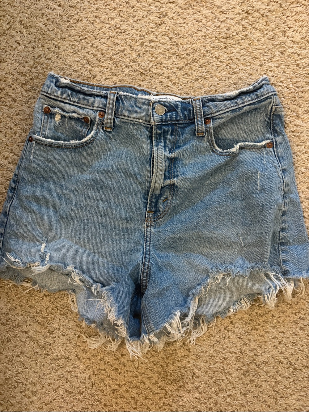 Abercrombie & Fitch Light Blue Distressed Denim Cutoff Shorts